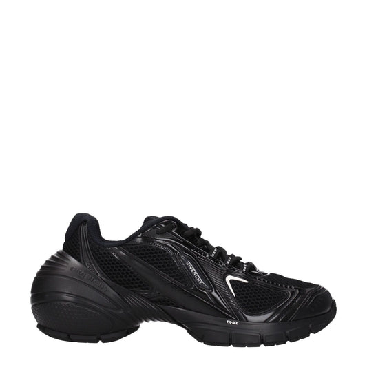 Alt Tag: Givenchy Black Fabric Athletic Sneakers with logos, lace-up closure, leather materials, rubber sole, and round toe design.