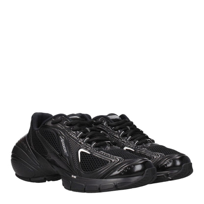 Givenchy Black Fabric Athletic Sneakers with logos, lace-up closure, rubber sole, round toe, and mid heels.