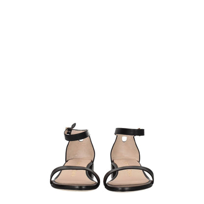 Stuart Weitzman Black Leather Sandals