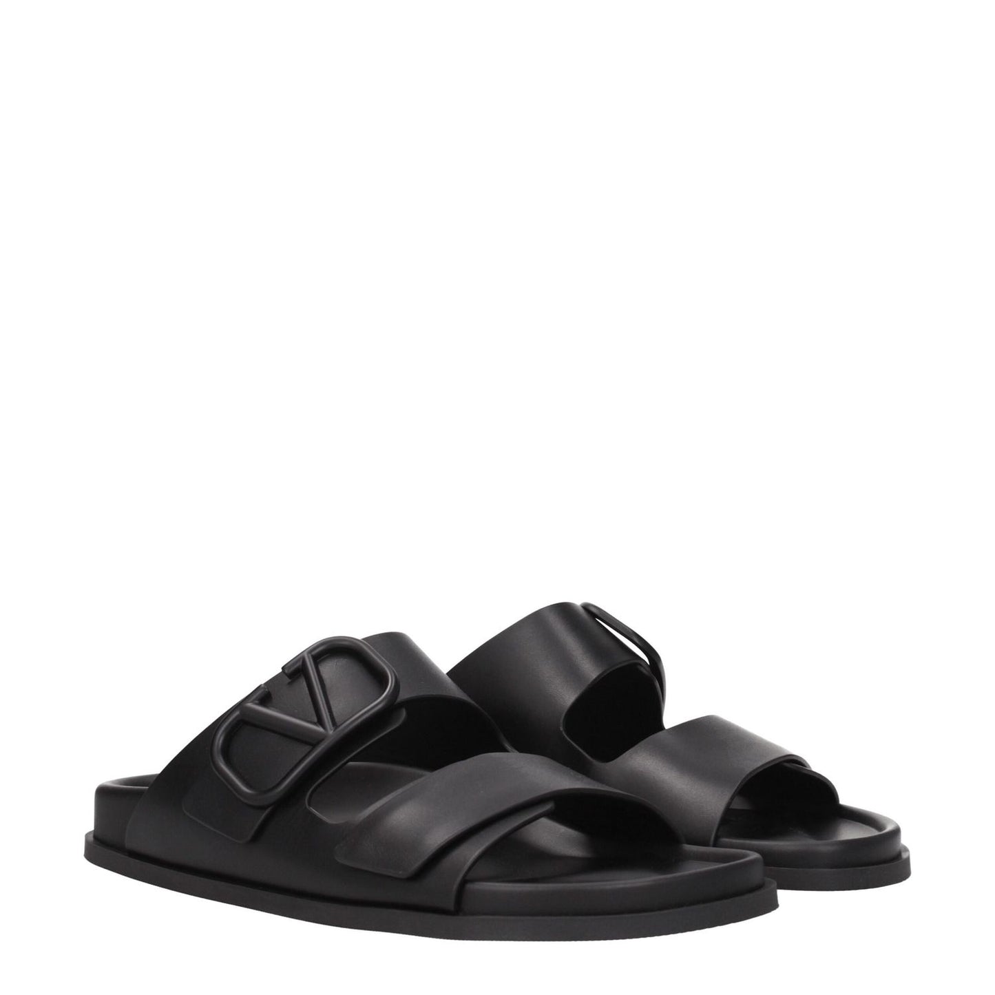 Valentino Garavani Black Leather Slippers