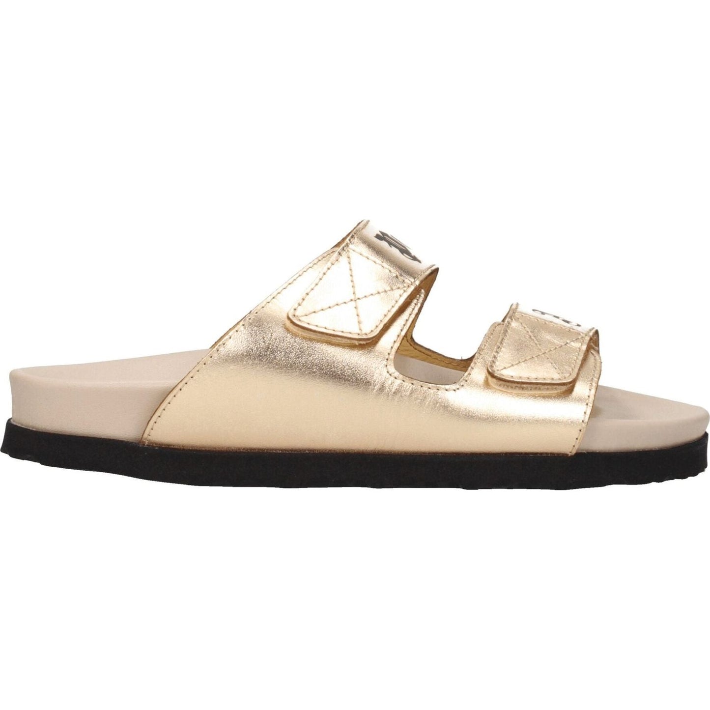Palm Angels Gold Leather Slippers Sandals PA-8547326394633-EU36/US6