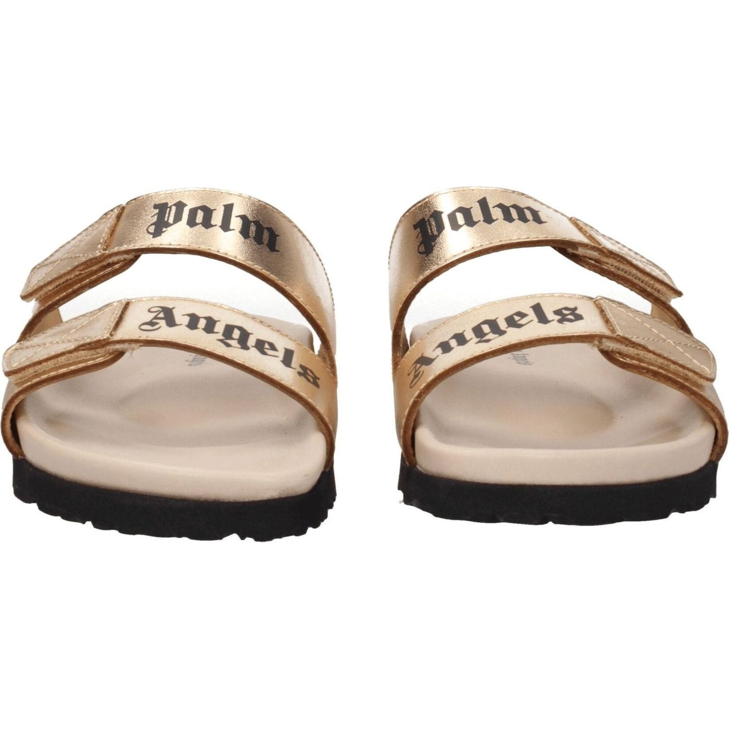 Palm Angels Gold Leather Slippers Sandals PA-8547326394633-EU36/US6