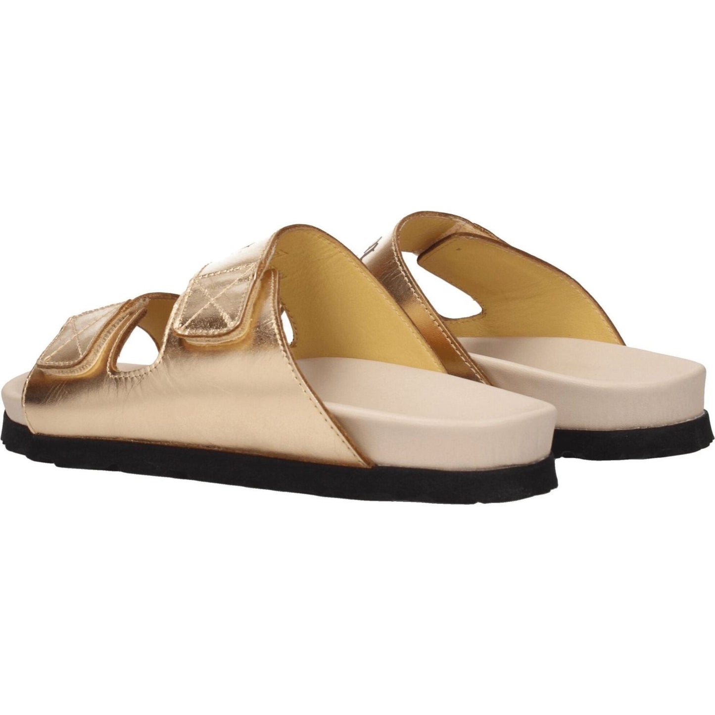 Palm Angels Gold Leather Slippers Sandals PA-8547326394633-EU36/US6