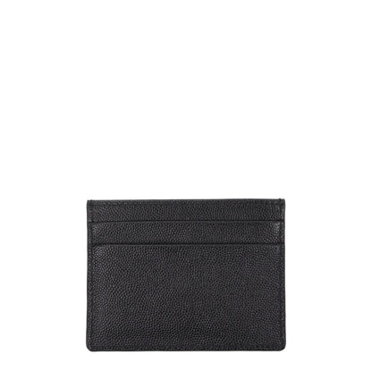 Palm Angels Black Leather Cardholder with front logo, 5 card slots, and measurements 8x10.5 cm, street style, MPN: PALMAPMND008LEA0011084