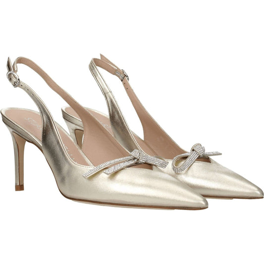Stuart Weitzman Gold Leather Stiletto Heels Sandals ST-8547362701577-EU38.5/US8.5