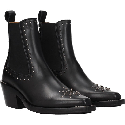 Chloé Black Leather Ankle Boots CH-8547374792969-EU35.5/US5.5