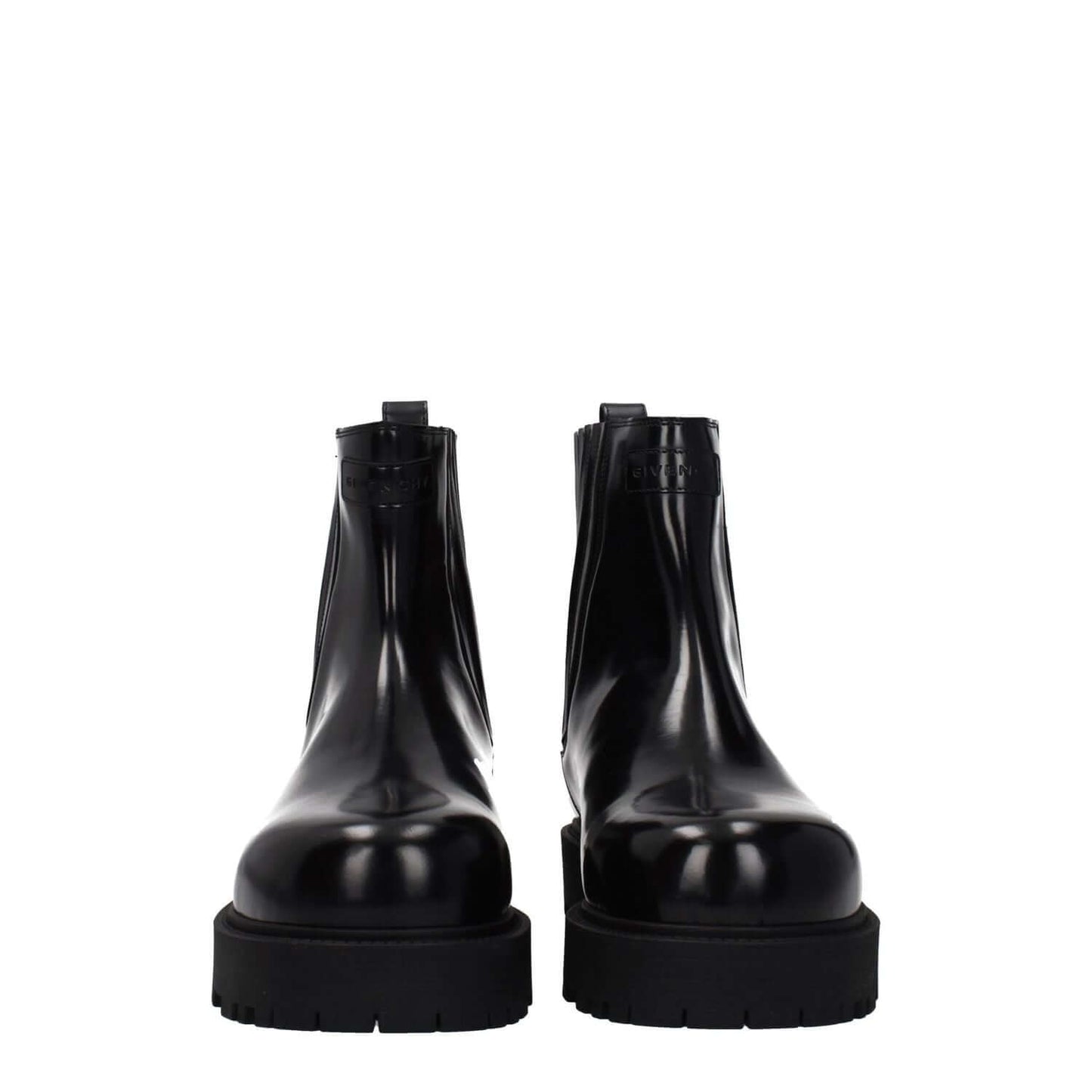 Givenchy Black Leather Ankle Boots with logos, 4cm heel, round toe, mid heels, style: casual, MPN BH7016H1LQ001.