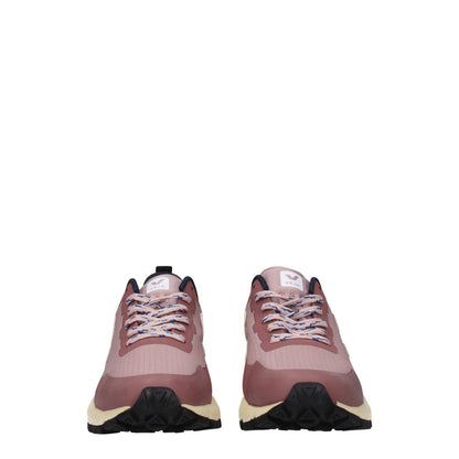 Veja Pink Fabric Athletic Sneakers with lace-up closure, rubber sole, sporty glam style, and front logo design.