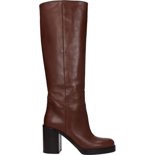 Prada Brown Leather High Heel Boots PR-8547437248777-EU39/US9
