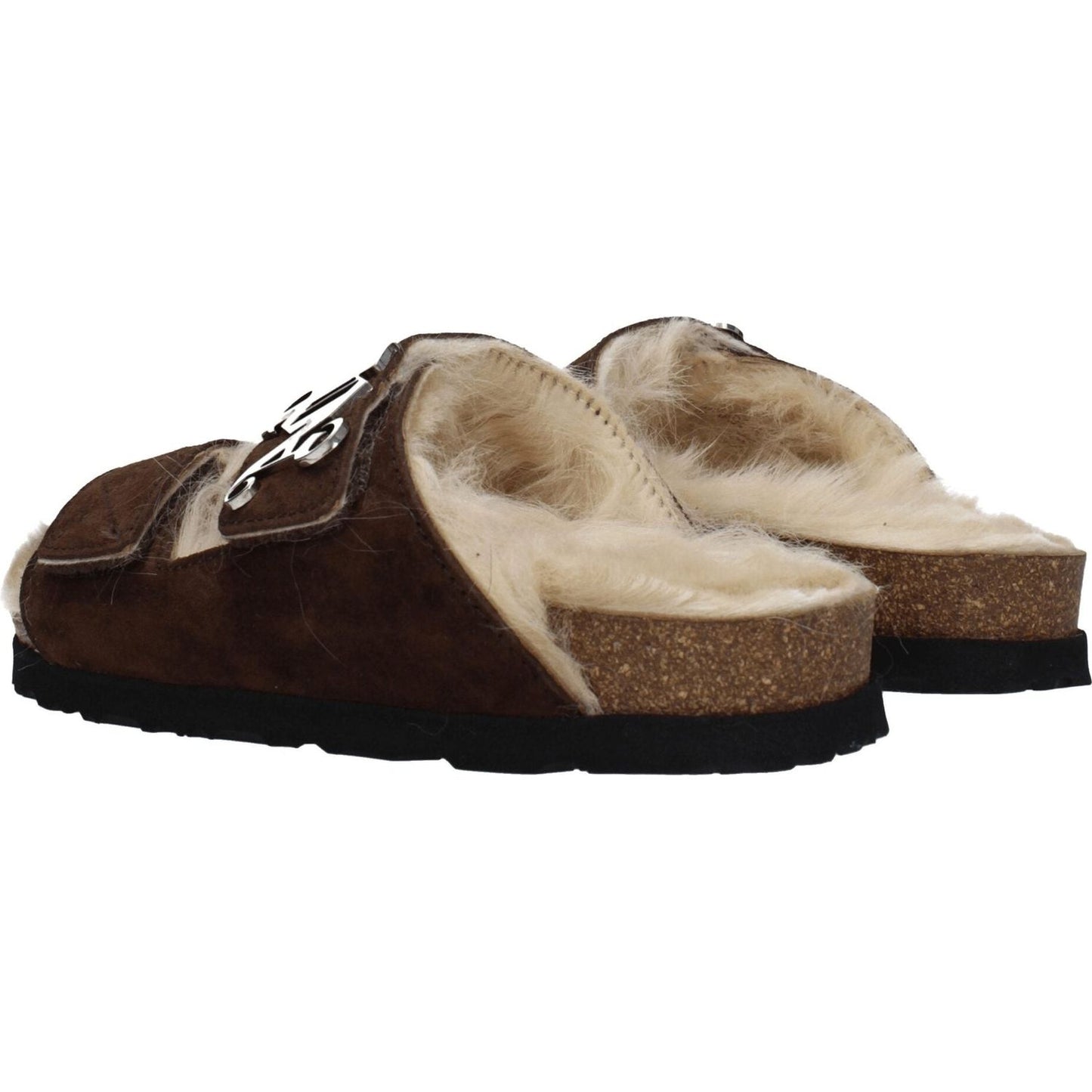 Palm Angels Brown Leather Slippers Sandals PA-8547450421513-EU40/US10