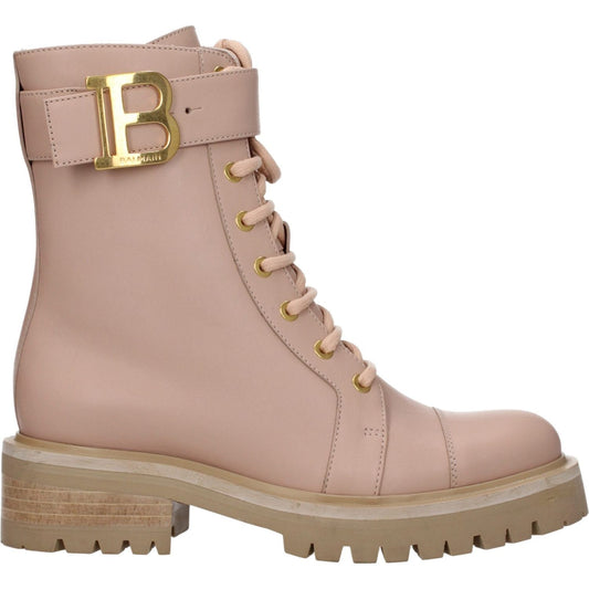 Balmain Beige Leather Ankle Boots