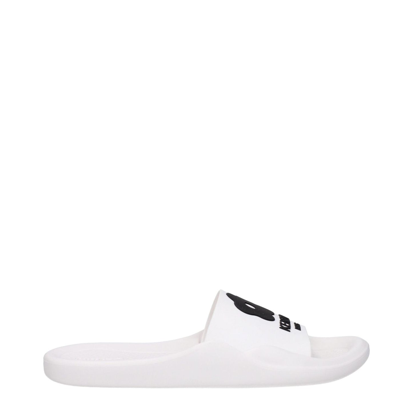 Kenzo White Cotton Slippers with rubber sole and open toe design, featuring front logo, casual style footwear.