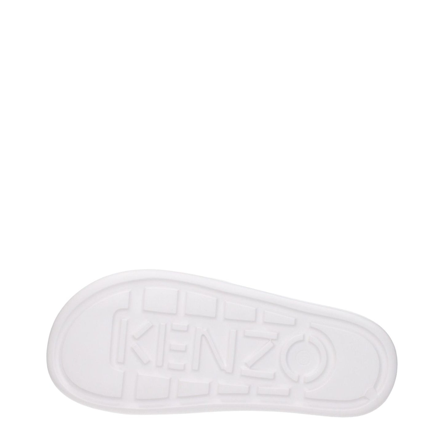 Kenzo White Cotton Slippers with rubber sole featuring embossed logo, designed for casual style and comfort.