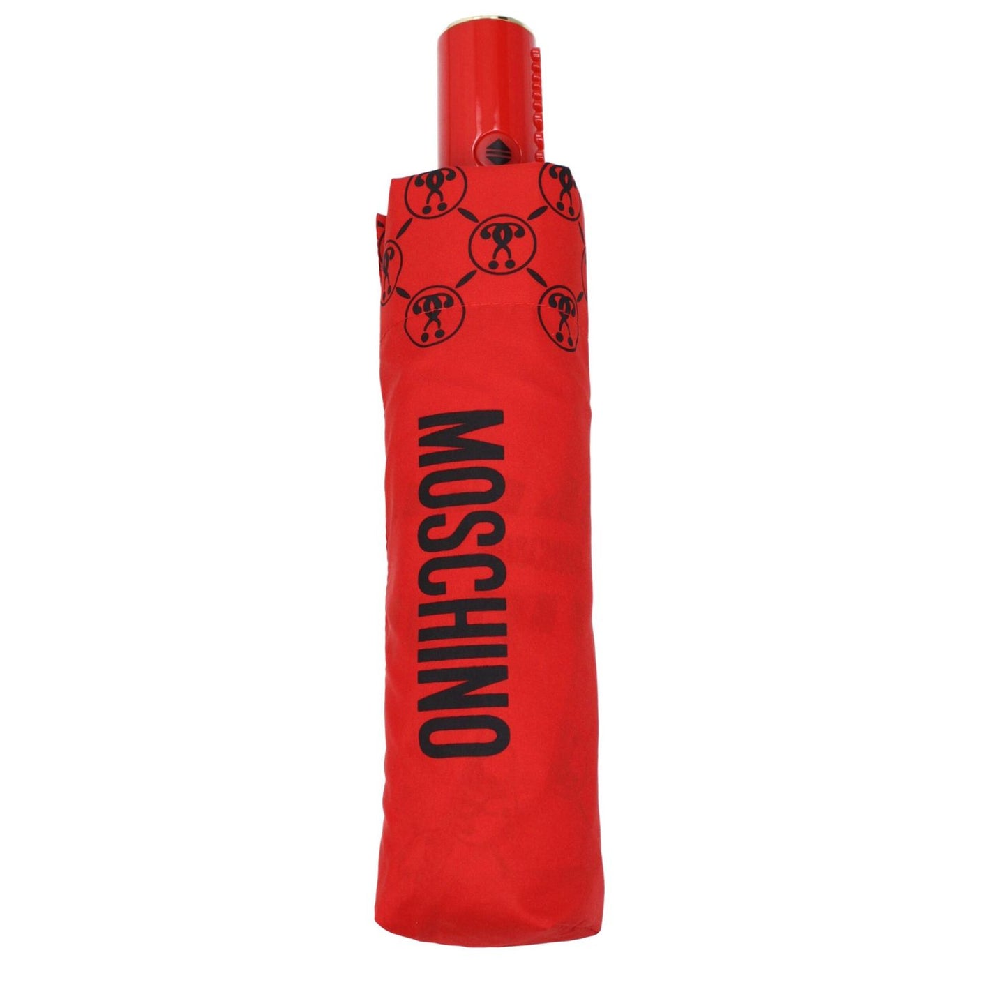 Moschino Red Polyester Umbrella with logo, snap closure, and casual style, MPN 8936OPENCLOSEC, not part of new collection.