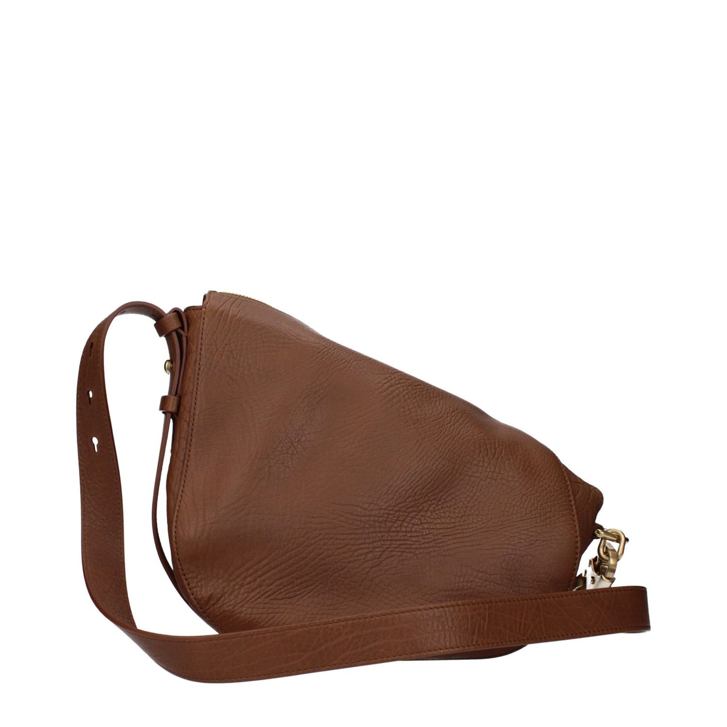 Burberry Brown Leather Crossbody Bag with adjustable strap, medium size, zip closure, and hazelnut accent. MPN 8092816.