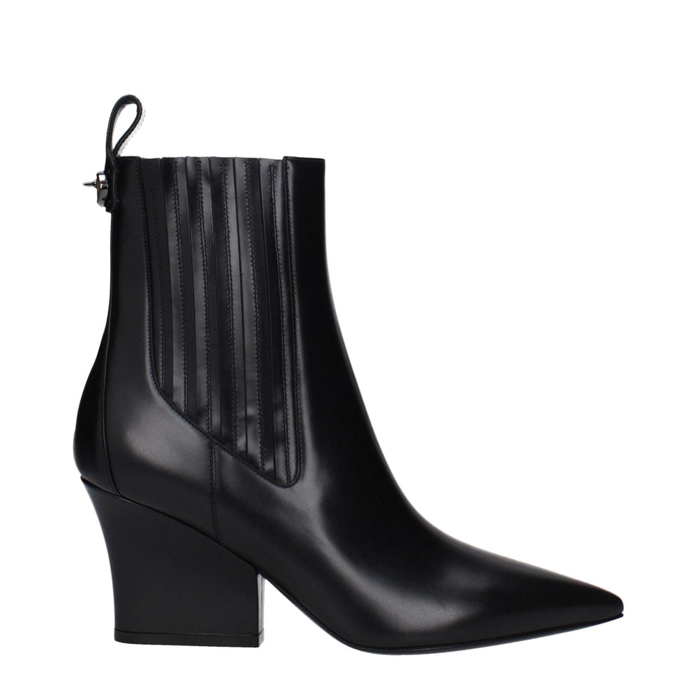 Valentino Garavani Black Leather Ankle Boots VA-9496736760073-EU37/US7