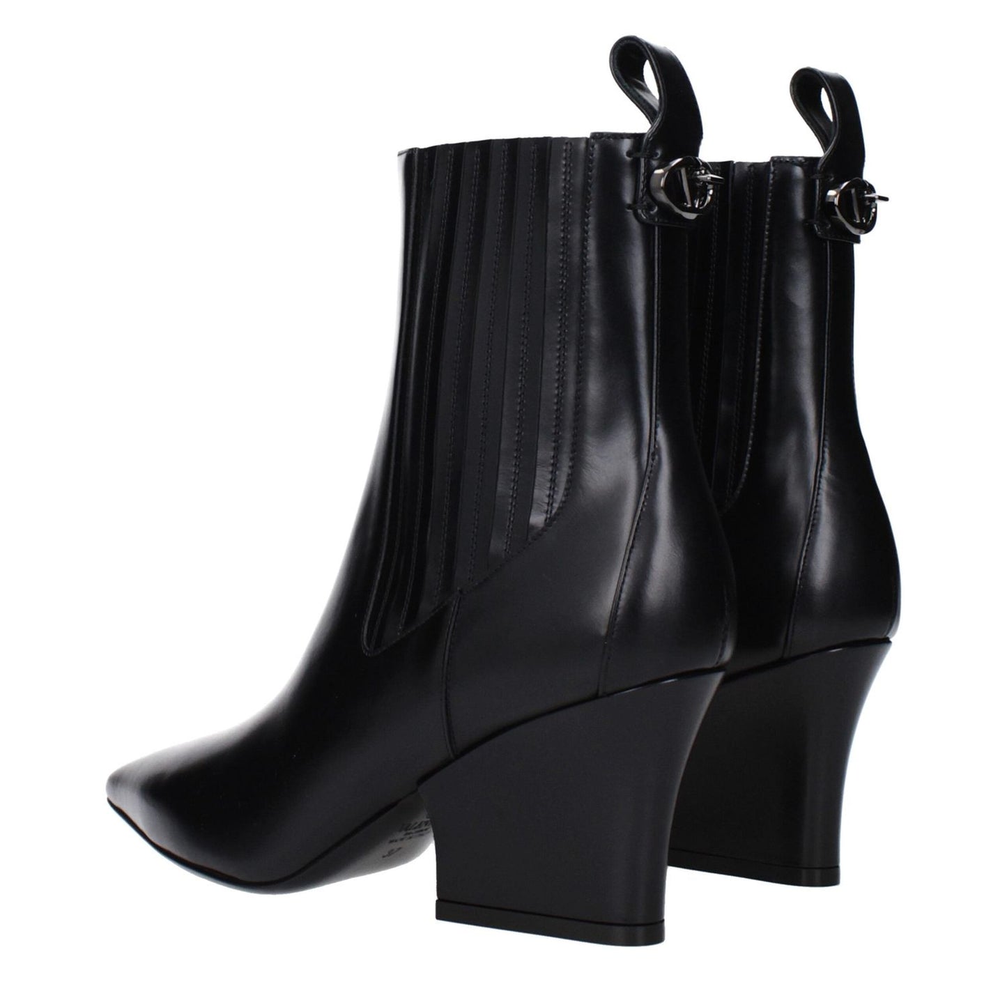 Valentino Garavani Black Leather Ankle Boots VA-9496736760073-EU37/US7