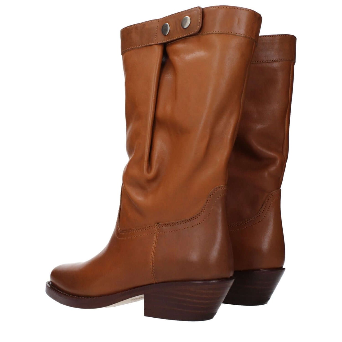Isabel Marant Brown Leather Ankle Boots with vintage effect, mid heels, square toe, button closure, MPN BO0119FAB3A23S50HA