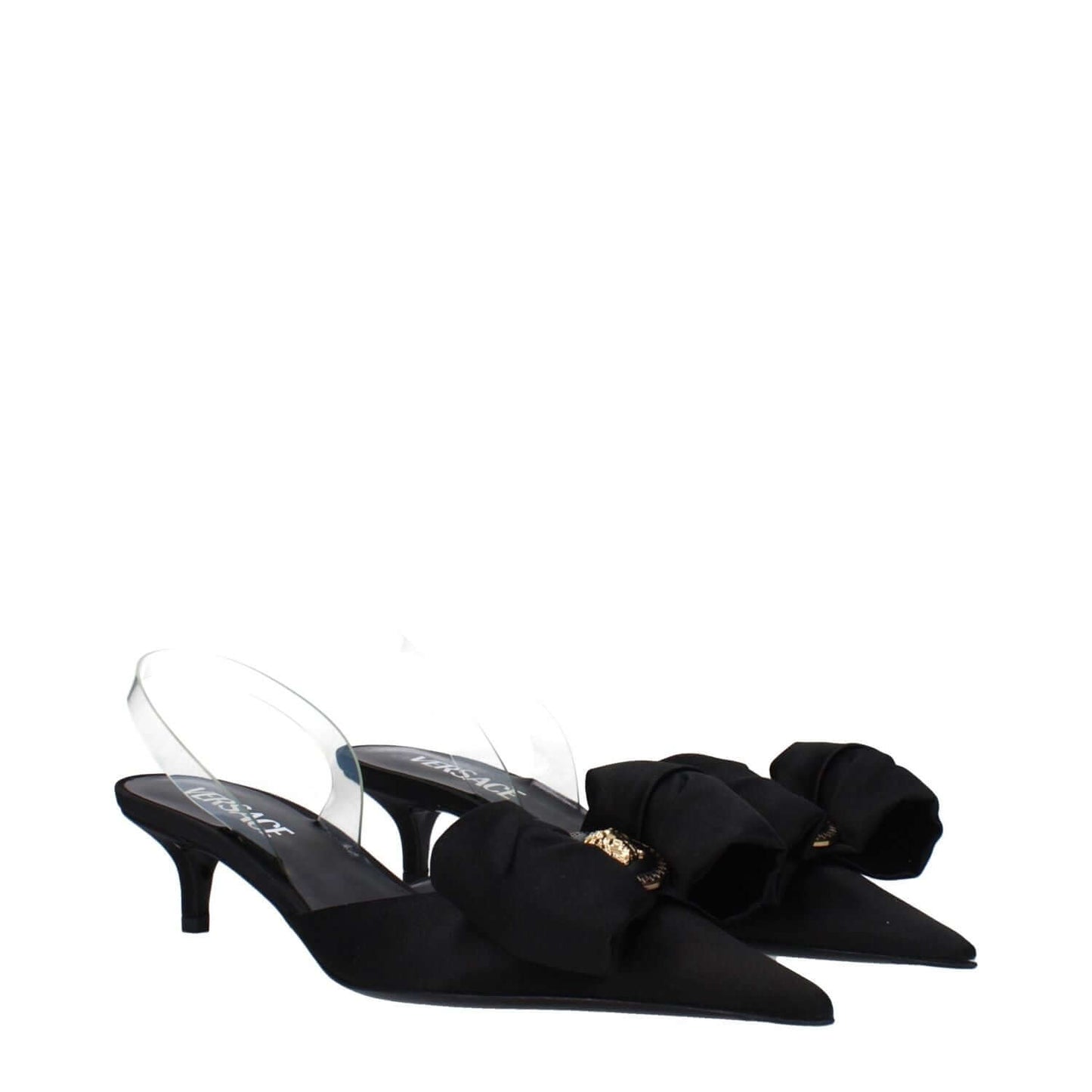 Versace Black Satin Flat Sandals