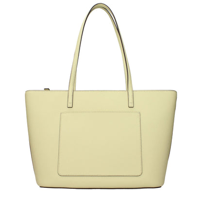 Tory Burch Yellow Leather Shoulder Bag with logo, adjustable and removable strap.