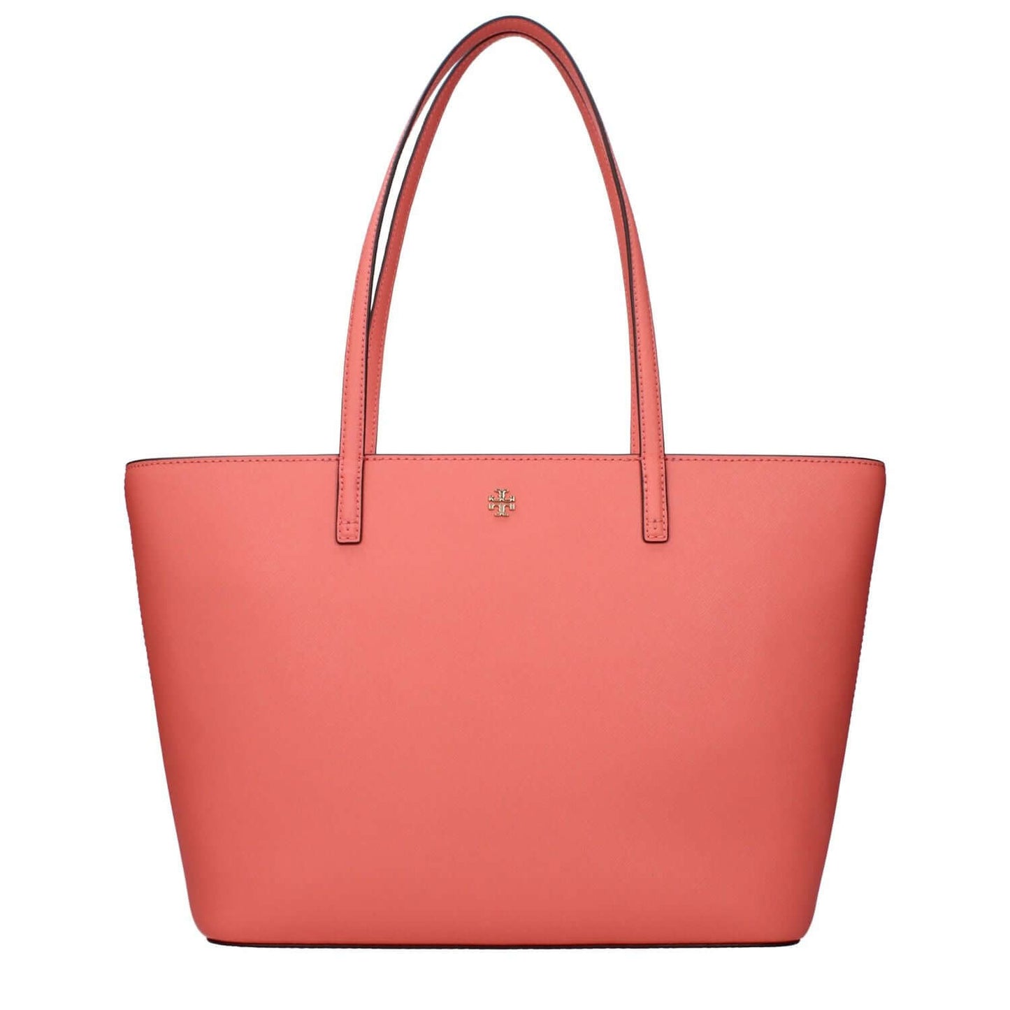 Tory Burch Pink Leather Shoulder Bag with front logo, adjustable and removable shoulder strap