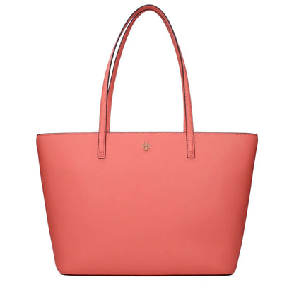 Tory Burch Pink Leather Shoulder Bag with front logo, adjustable and removable shoulder strap