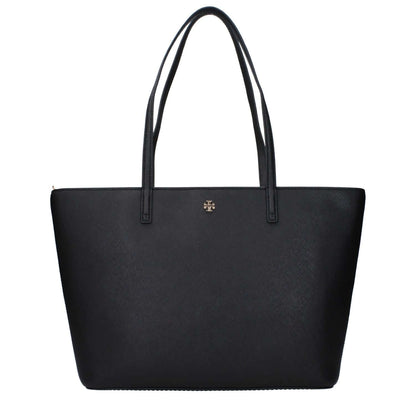 Tory Burch Black Leather Shoulder Bag with front logo and adjustable, removable strap, MPN 159586001, code F83365