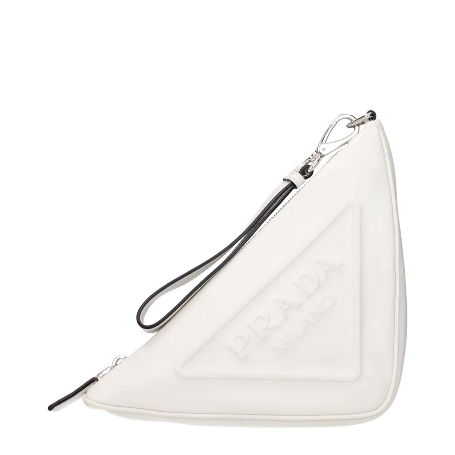 Prada White Leather Clutch Bag