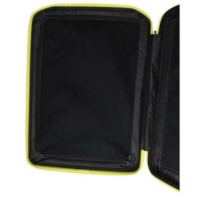 Interior view of Piquadro Yellow Polycarbonate Luggage And Travel showing spacious black compartment with durable lining.