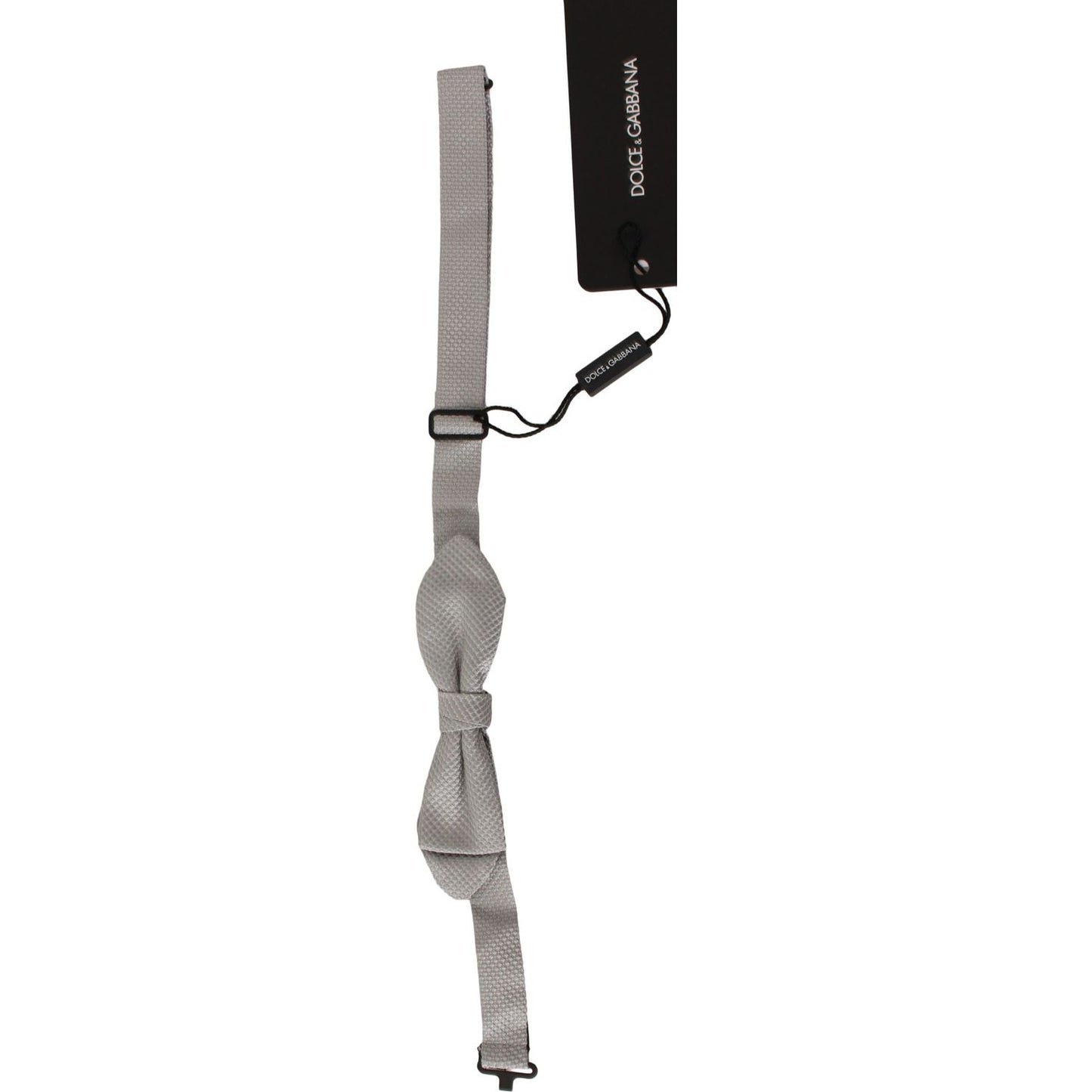 Dolce & Gabbana Gray 100% Silk Faille Adjustable Neck Bow Tie Papillon Bow Tie