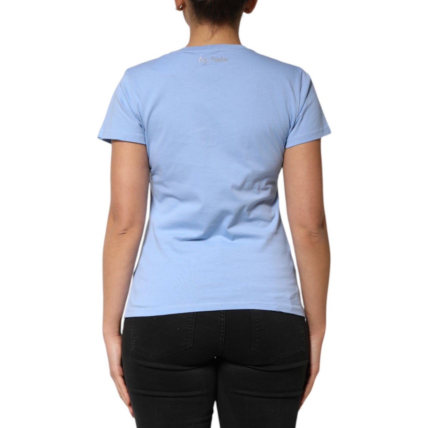 PINKO Blue Love Story Sequined Embellished Short Sleeves T-shirt