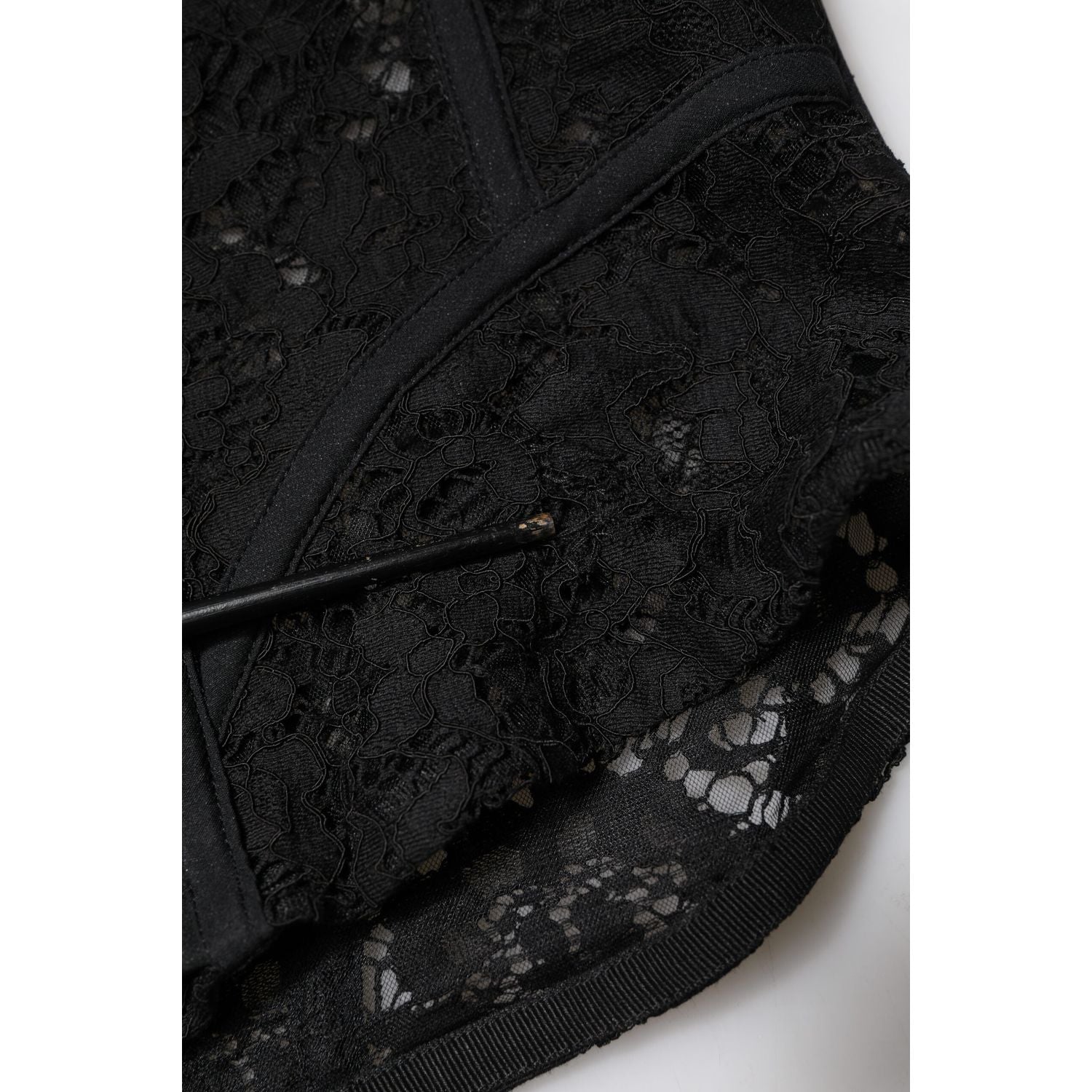 Dolce & Gabbana Black Strapless Floral Lace Bustier Cropped Top