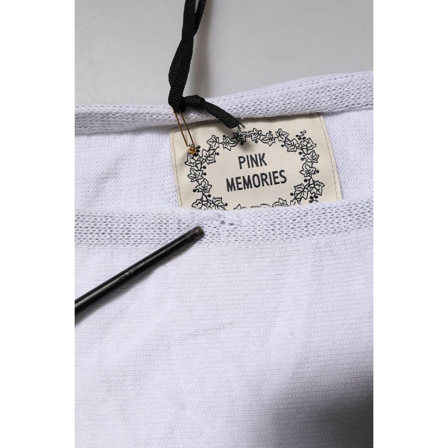 PINK MEMORIES White Cotton Short Sleeves Round Neck Blouse Top