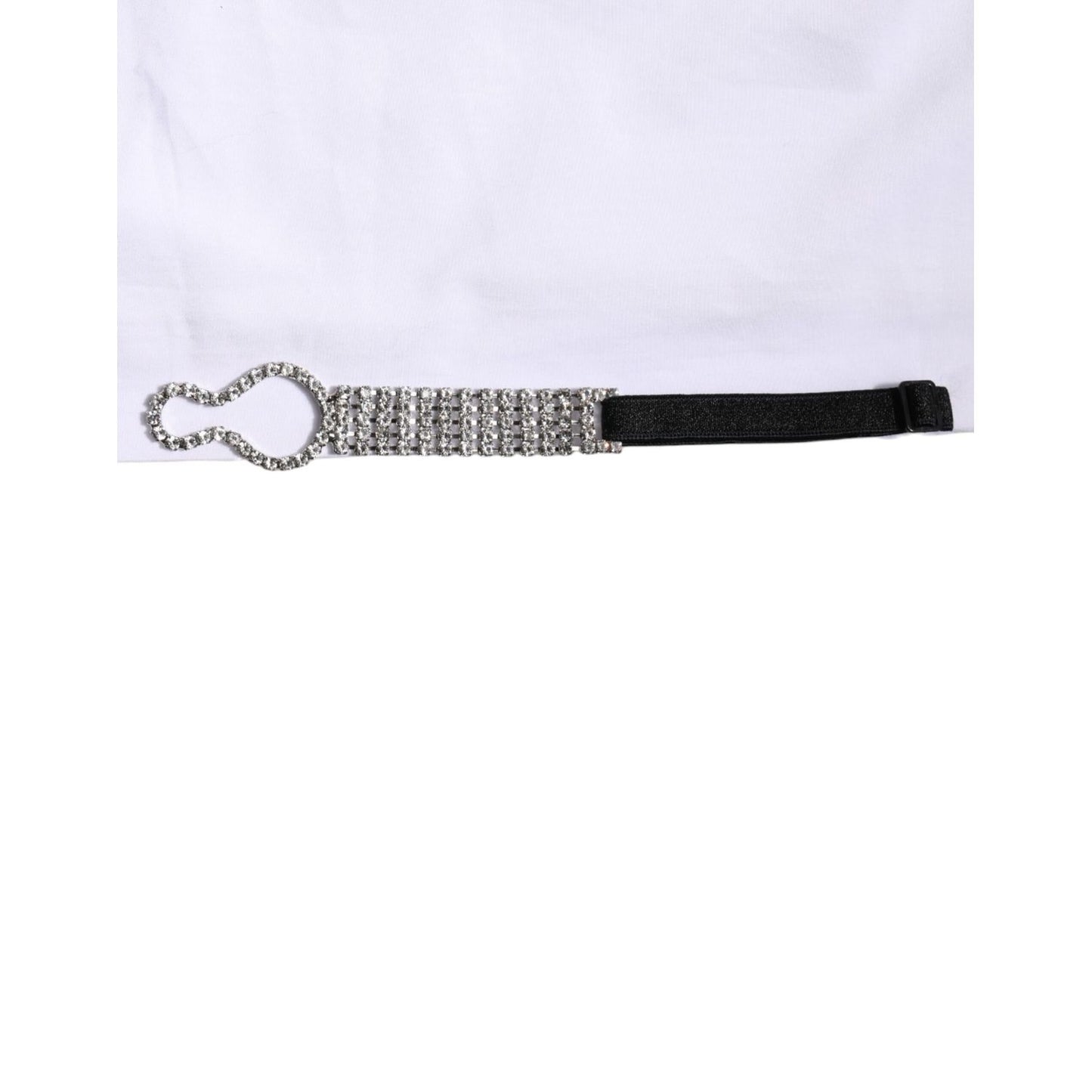 Dolce & Gabbana White Crystal Embellished Collared Shirt Top