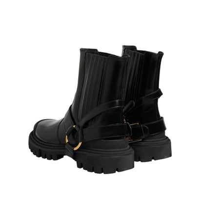 Dolce & Gabbana Black Leather Chelsea Men Short Boots Shoes