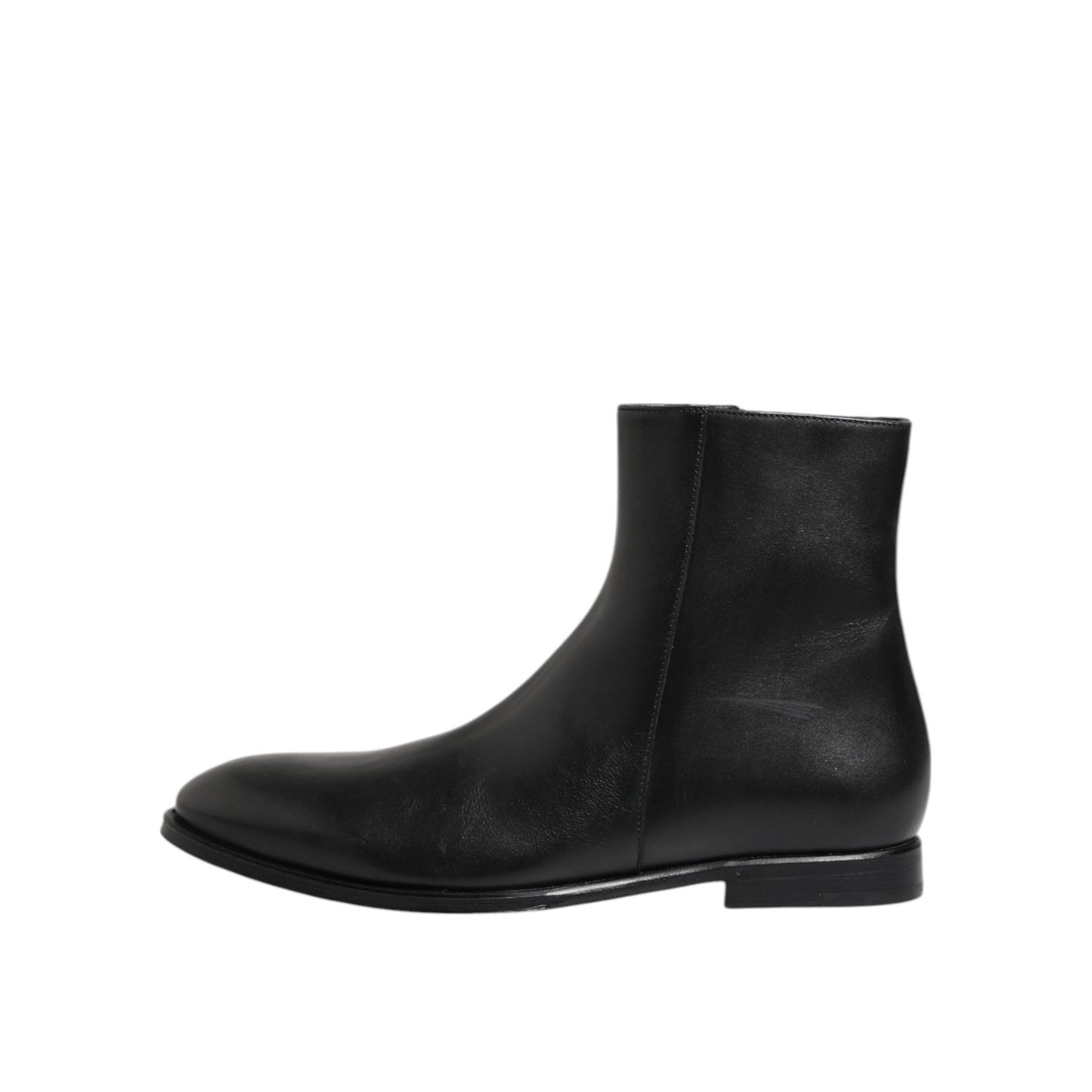 Dolce & Gabbana Black Leather Mid Calf Men Boots Shoes