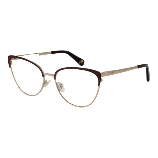 Guess Brown Unisex Glasses Frame with full-rim metal cat eye design, demo lenses, and spring hinge. Includes branded case.