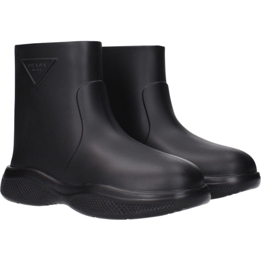 Prada Black Cotton Ankle Boots