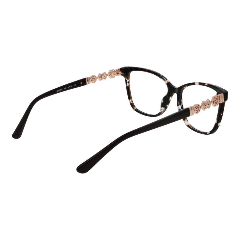 Guess Brown Acetate Glasses (Frames) with full-rim style and branded case for women, featuring brown acetate frame and demo lenses.