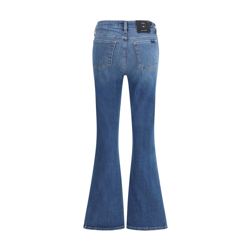 7FOR Blue Cotton Flared Jeans