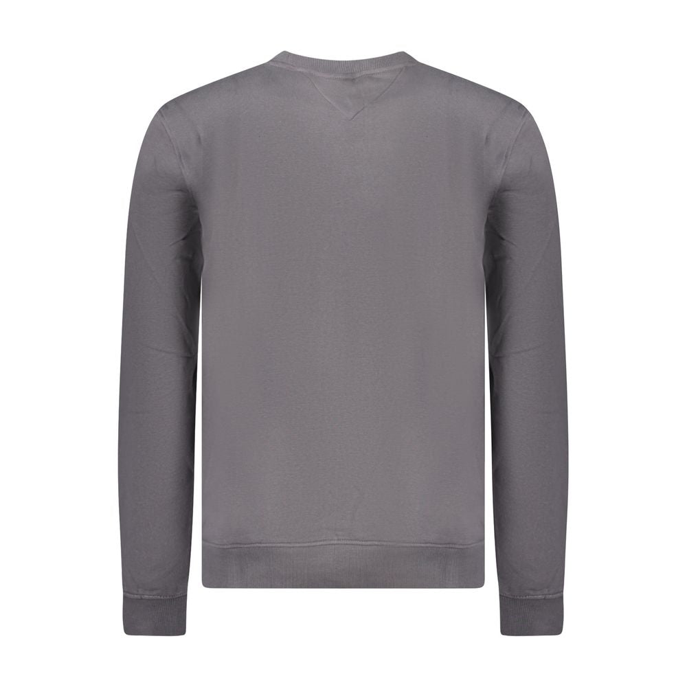 Back view of Tommy Hilfiger Gray Cotton Men Sweater, showcasing elegant design and sustainable fabric choice.