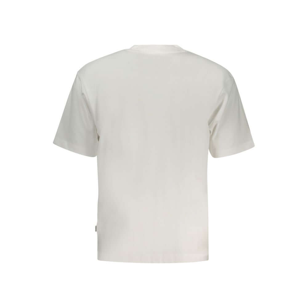 Back view of Guess Jeans White Cotton Men T-Shirt, organic cotton, urban chic style.