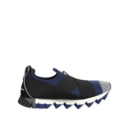 Dolce & Gabbana Blue Black Slip On Low Top Men Sneakers Shoes