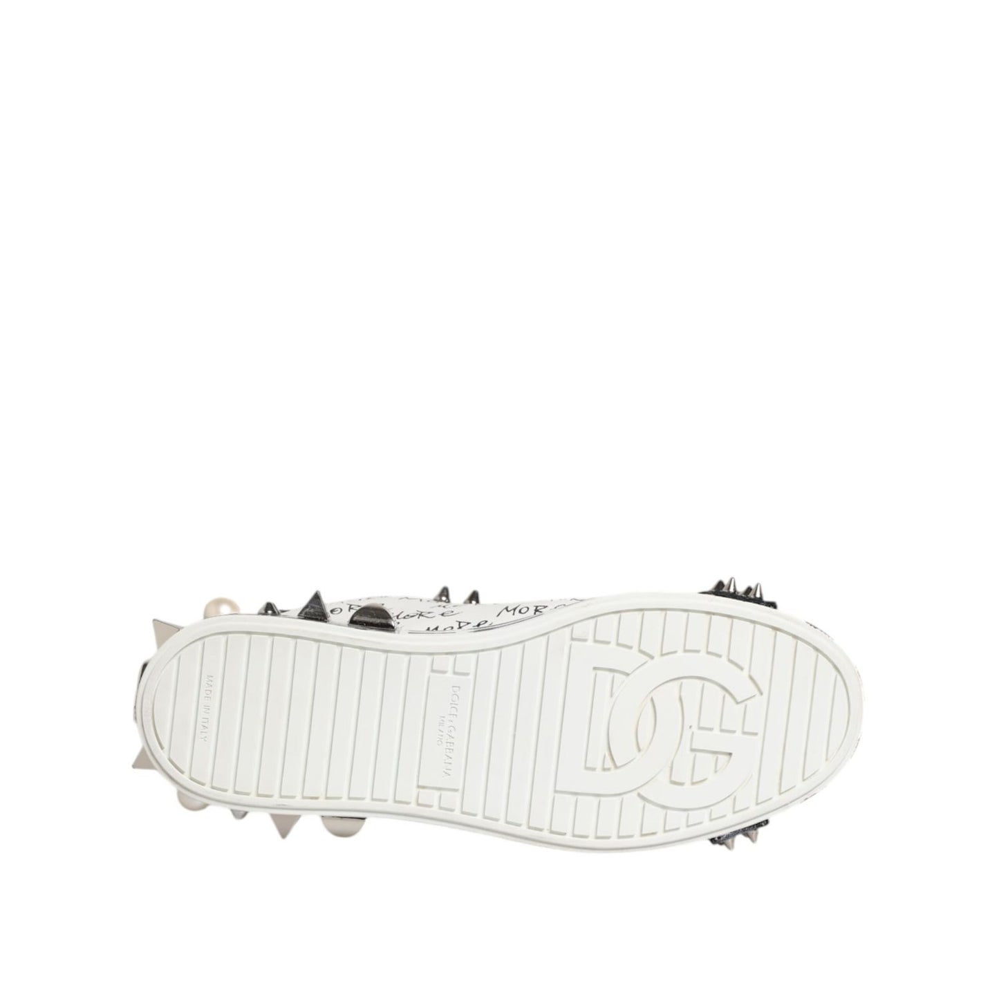 Dolce & Gabbana Black White Studded Low Top Sneakers Shoes