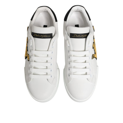 Dolce & Gabbana White Crown Patch Portofino Men Sneakers Shoes