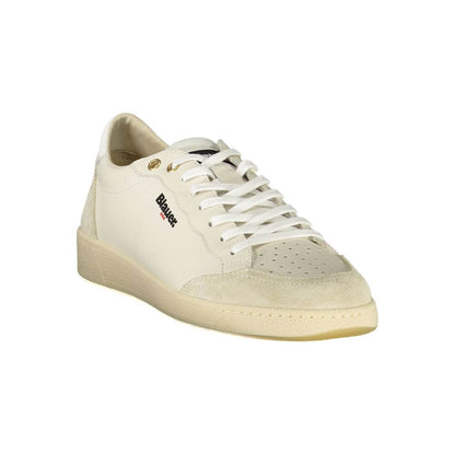 Blauer White Leather Men Sneaker with premium quality design and comfortable removable insole for modern men.