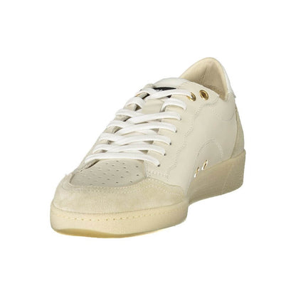 Blauer White Leather Men Sneaker with white laces, premium design, comfortable insole, and Blauer logo, side view