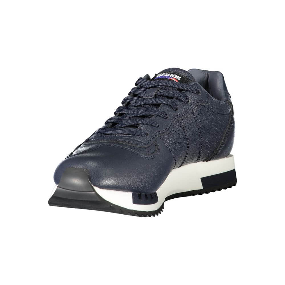 Blauer Blue Leather Men Sneaker with sporty silhouette and logo