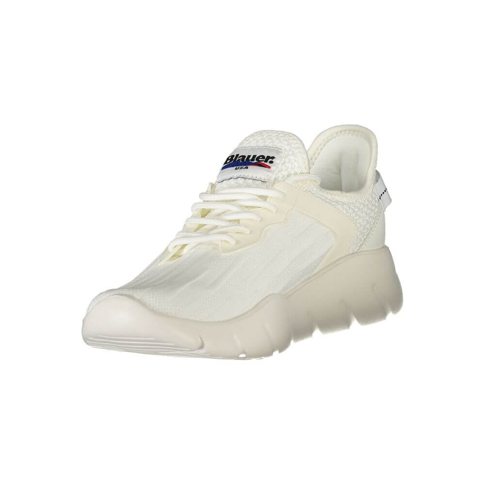 Blauer White Polyester Men Sneaker with comfort and bold design, featuring the Blauer logo and contrasting details for a modern look.