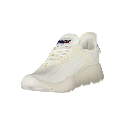 Blauer White Polyester Men Sneaker with comfort and bold design, featuring the Blauer logo and contrasting details for a modern look.
